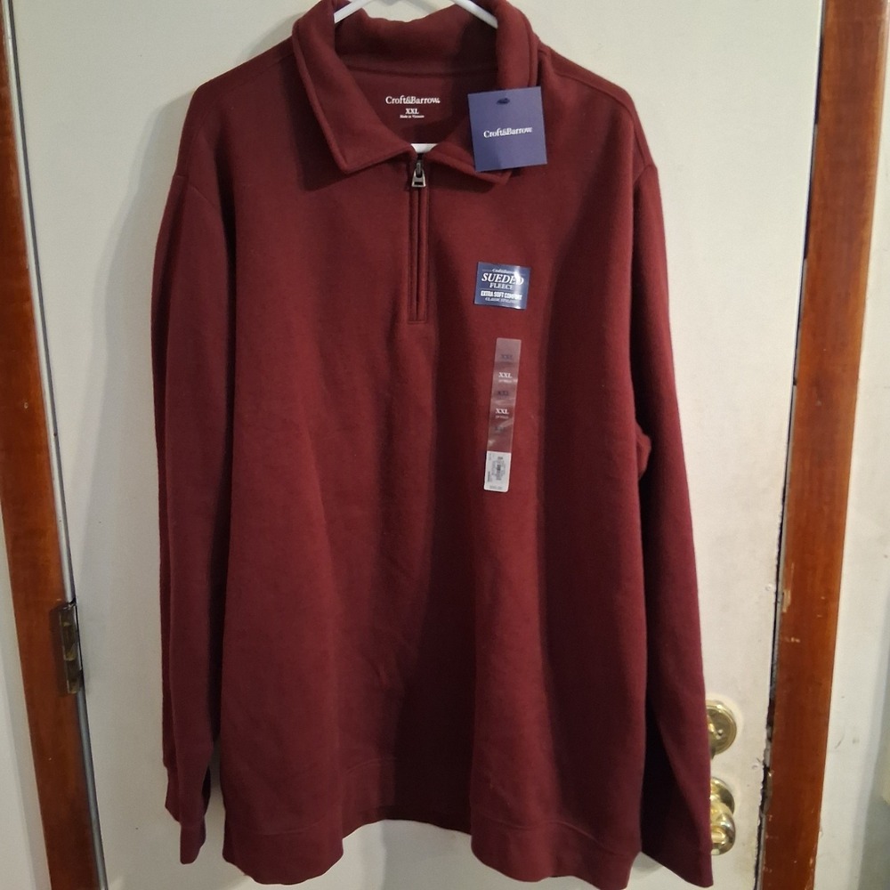 Dark Cherry Mockneck Men's Quarter Zipper Sweater Croft & Barrow 2XL